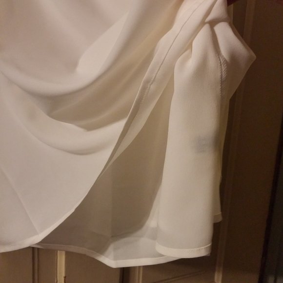 Lane Bryant Shoulderless Short Sleeve Blouse White Polyester Keyhole Top Size 18 - Picture 10 of 10